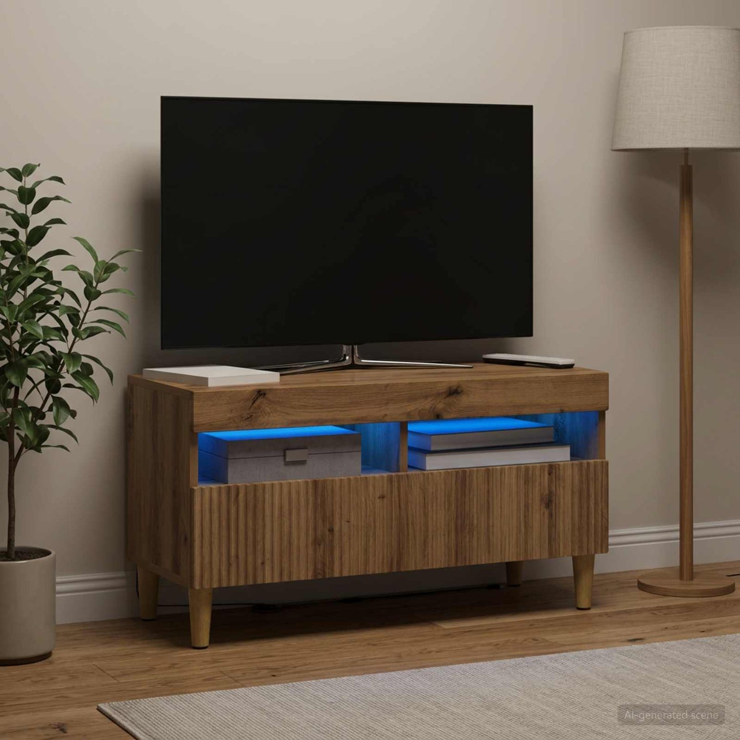 vidaXL LED TV Cabinet Artisan Oak Engineered Wood 1