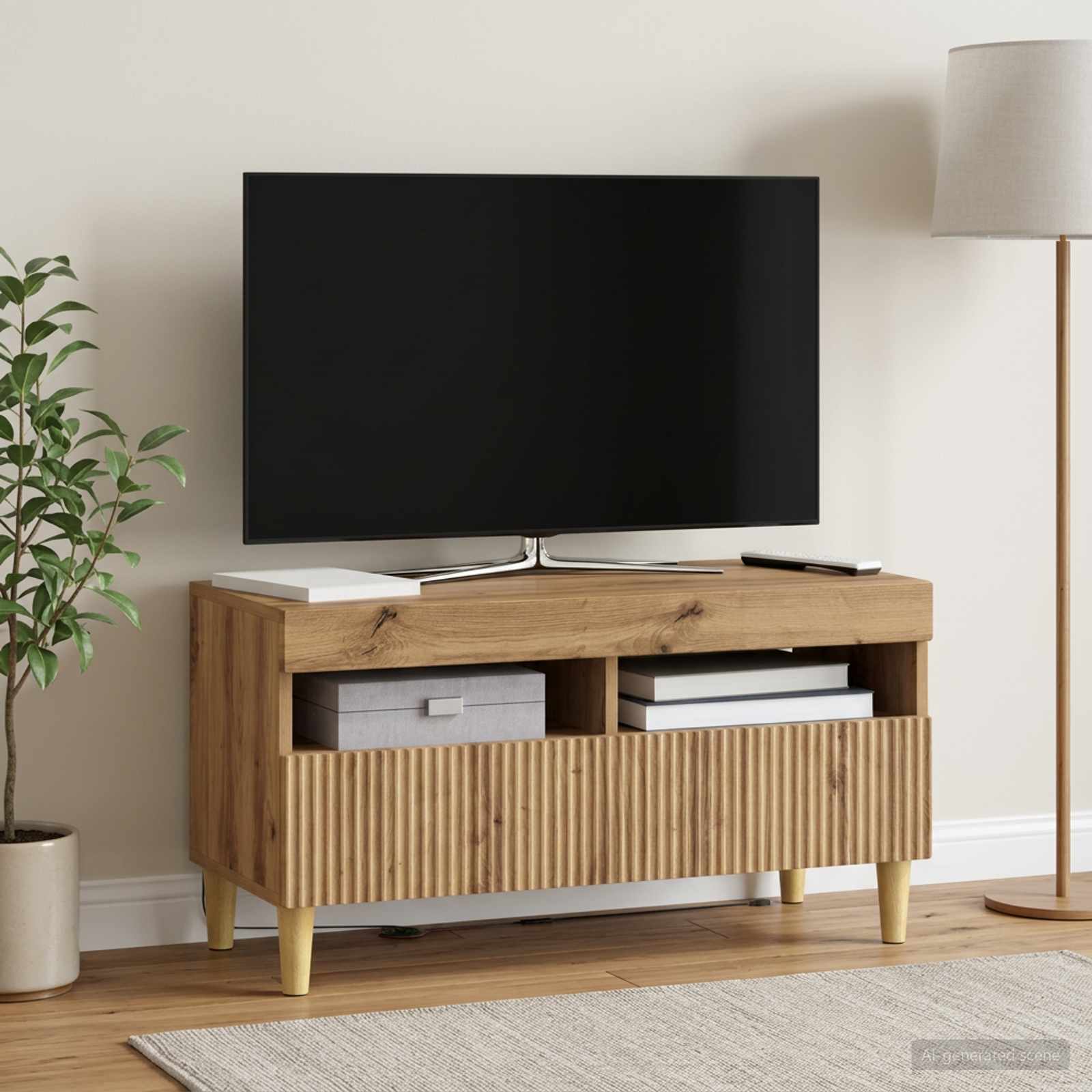 vidaXL LED TV Cabinet Artisan Oak Engineered Wood 4