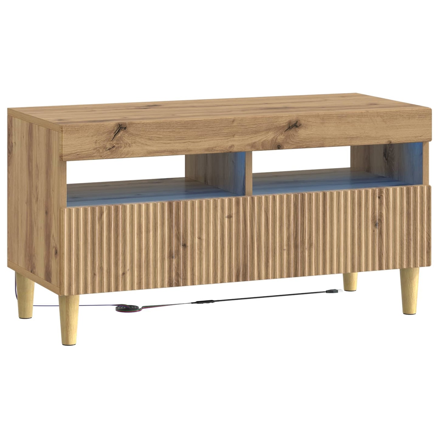 vidaXL LED TV Cabinet Artisan Oak Engineered Wood 2