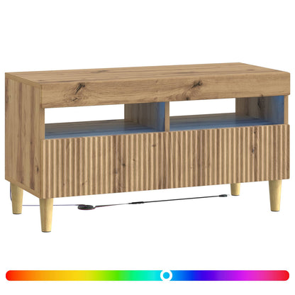 vidaXL LED TV Cabinet Artisan Oak Engineered Wood 3