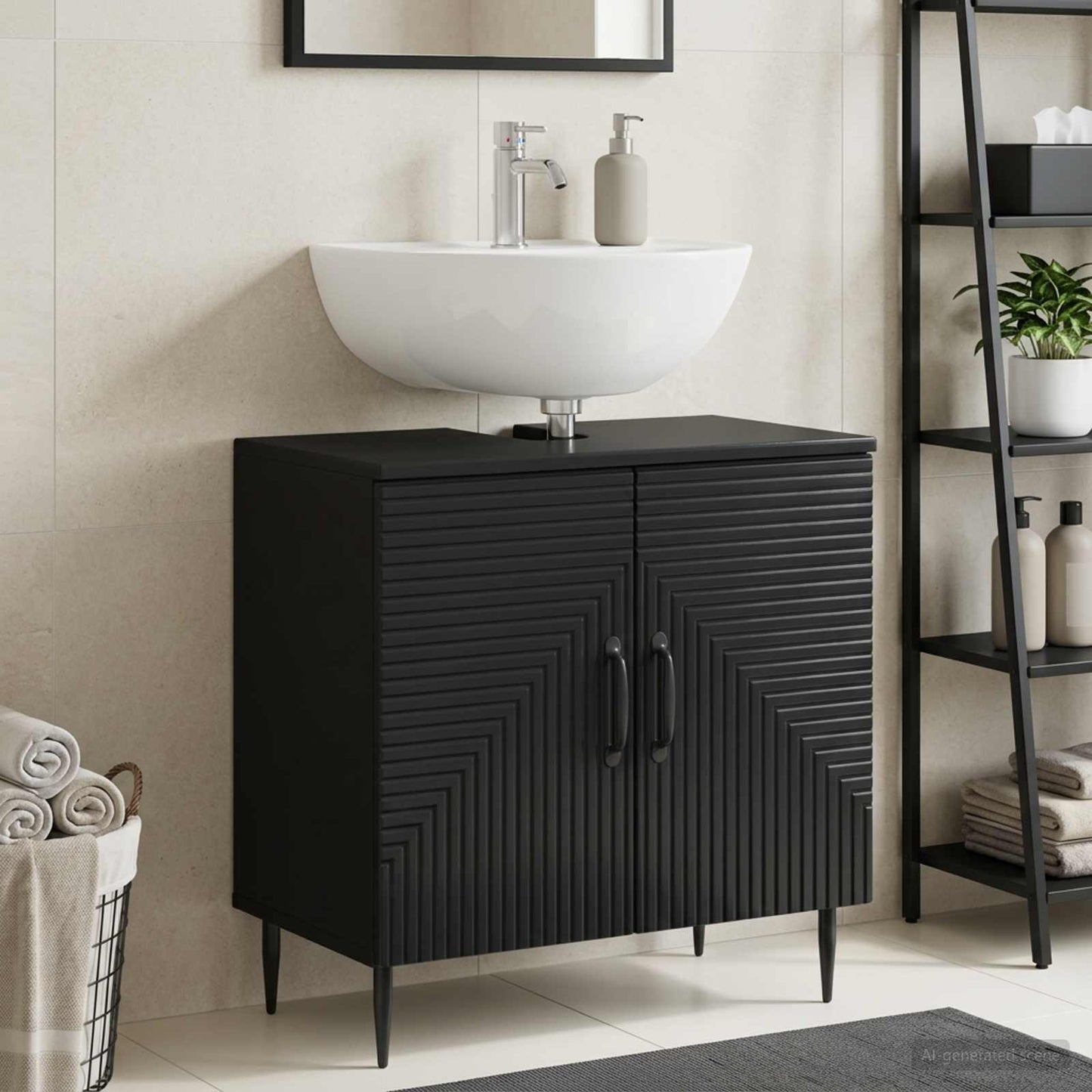 vidaXL Bathroom Sink Cabinet HAARLEM Black 59.5 x 31.5x 59 cm 1