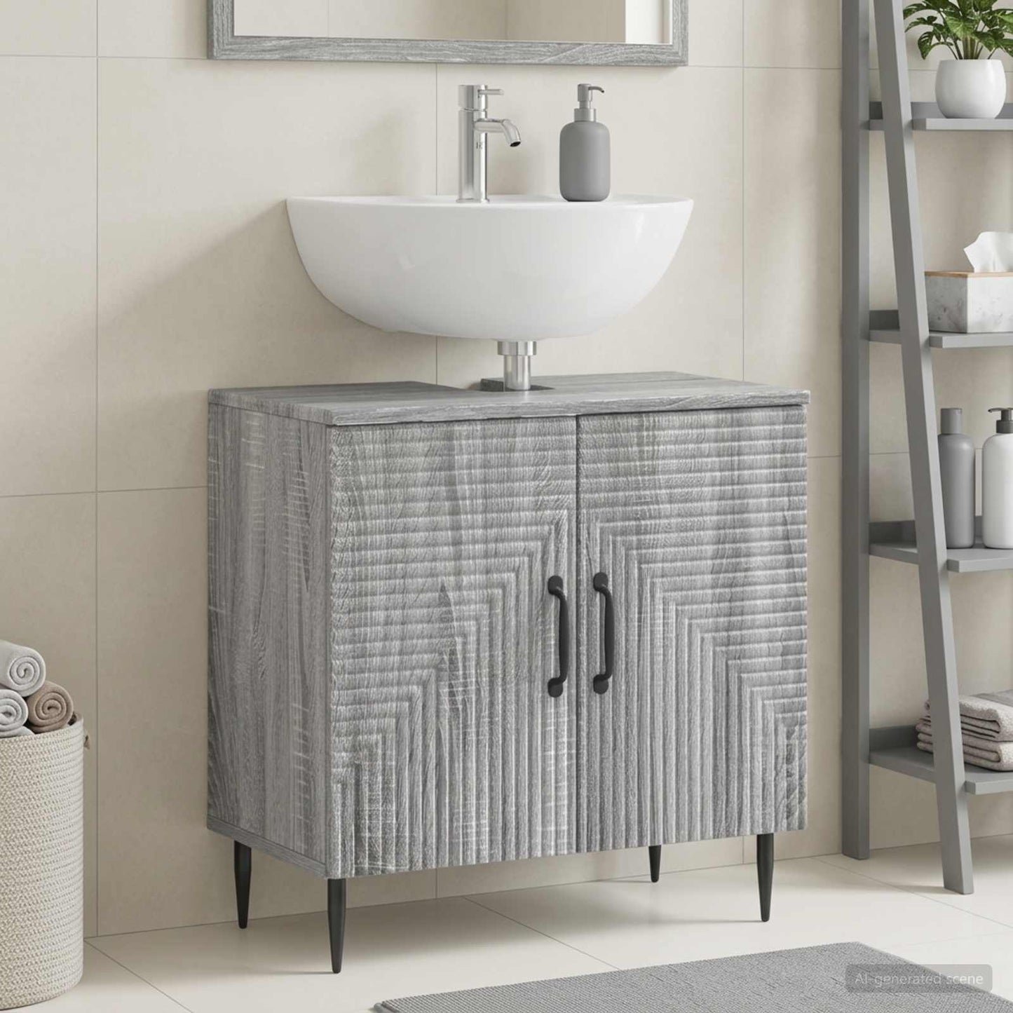 vidaXL Bathroom Sink Cabinet HAARLEM Grey Sonoma 59.5 x 31.5x 59 cm 1