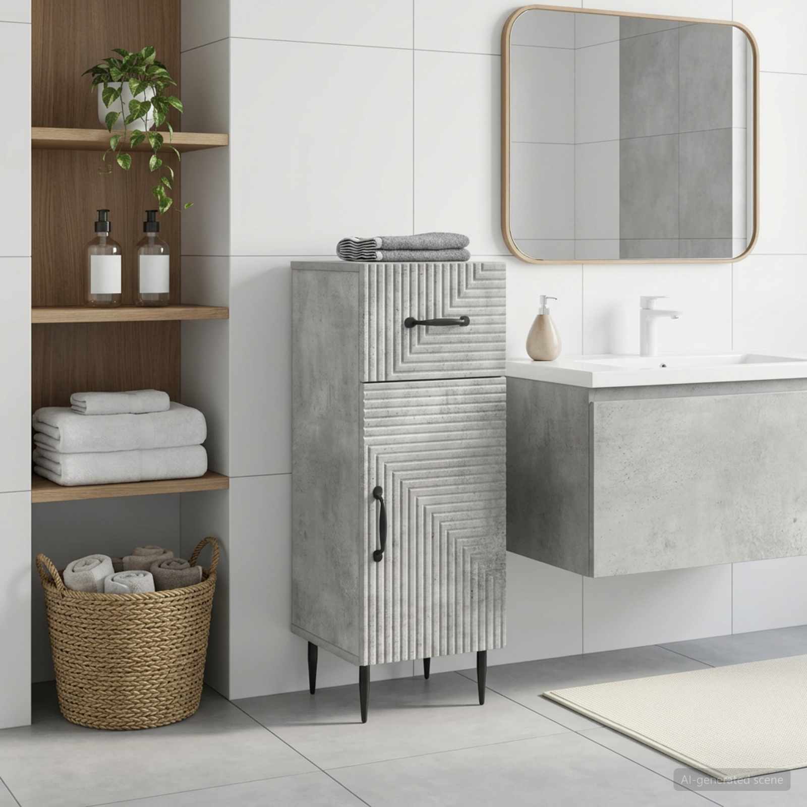 vidaXL Bathroom Storage Cainet HAARLEM Concrete Grey 30 x 31 x 80 cm 1