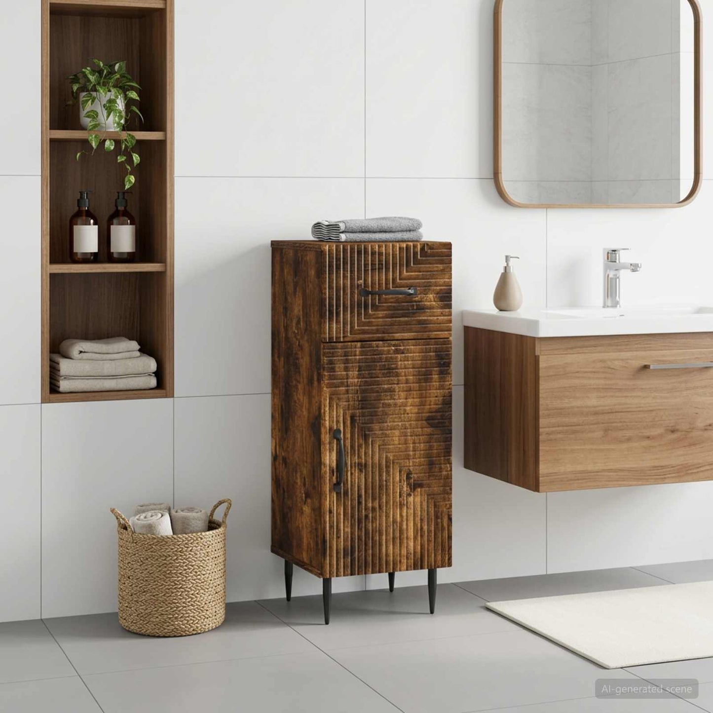 vidaXL Bathroom Storage Cainet HAARLEM Smoked Oak 30 x 31 x 80 cm 1
