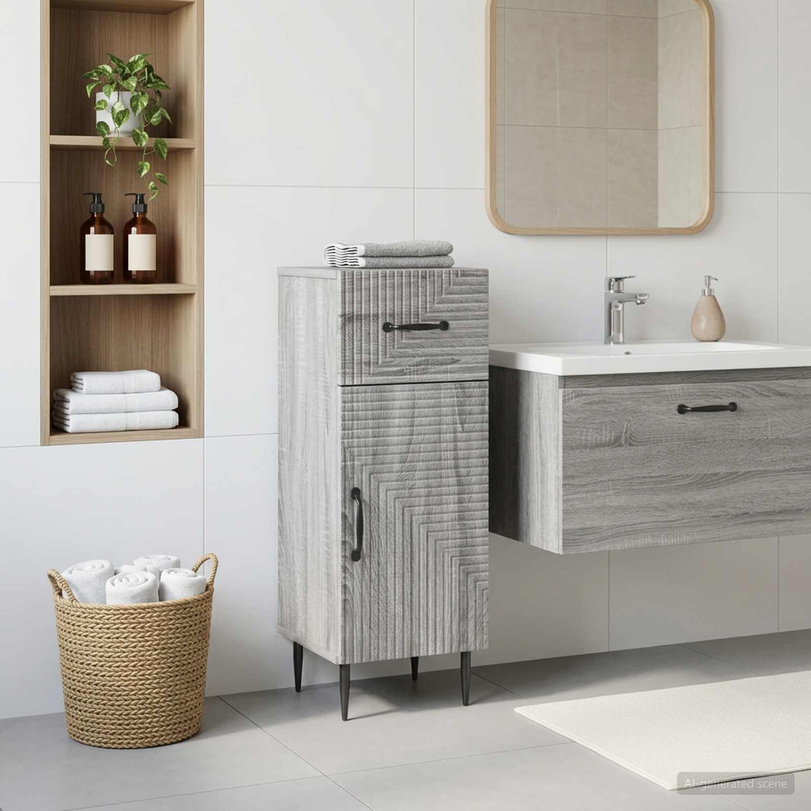 vidaXL Bathroom Storage Cainet HAARLEM Grey Sonoma 30 x 31 x 80 cm 1