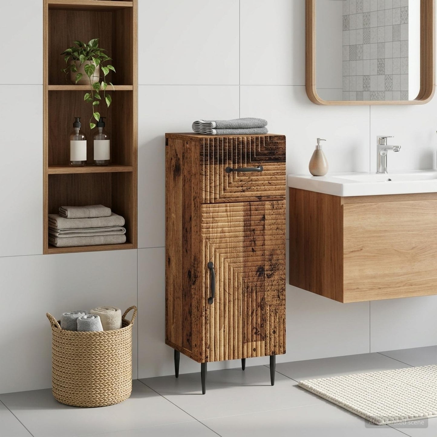 vidaXL Bathroom Storage Cainet HAARLEM Old Wood 30 x 31 x 80 cm 1