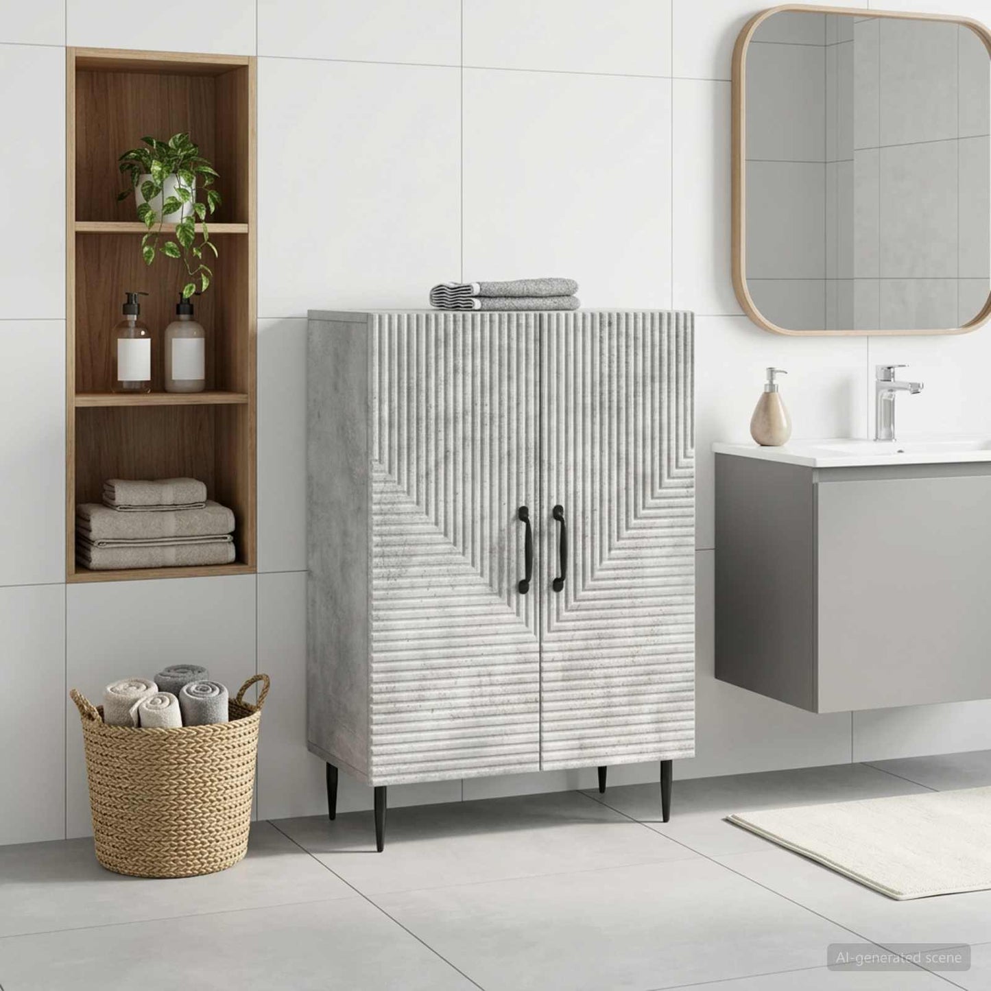 vidaXL Bathroom Storage Cainet HAARLEM Concrete Grey 59.5 x 31 x 80 cm 1