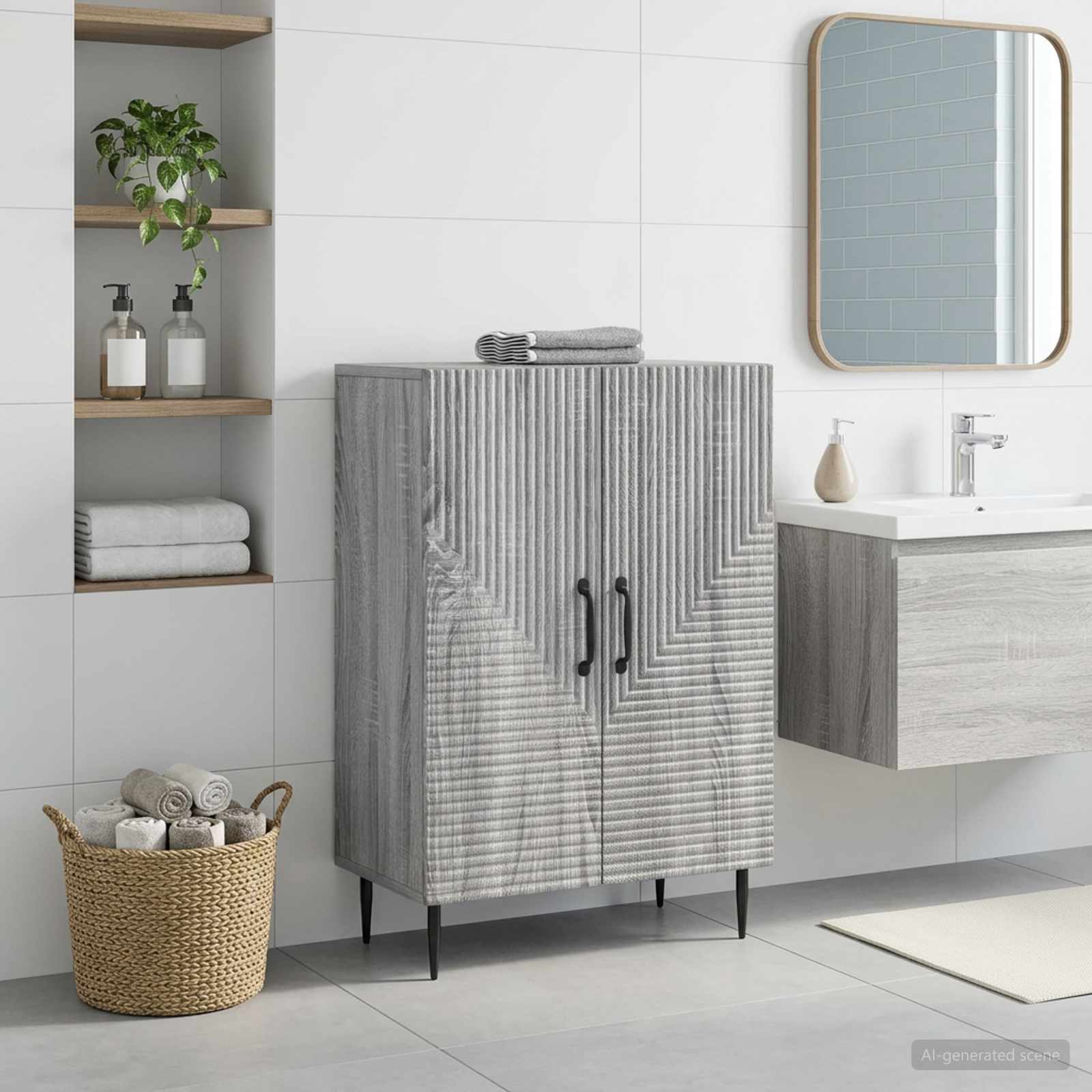 vidaXL Bathroom Storage Cainet HAARLEM Grey Sonoma 59.5 x 31 x 80 cm 1
