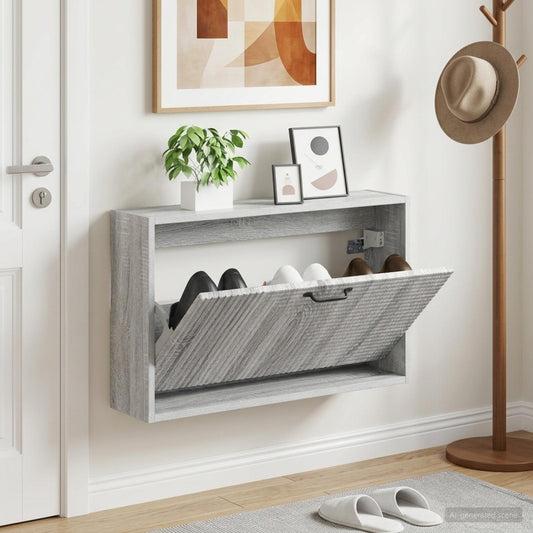 Wall-Mounted Shoe Cabinet HAARLEM 71 x 17 x 43 cm Grey sonoma