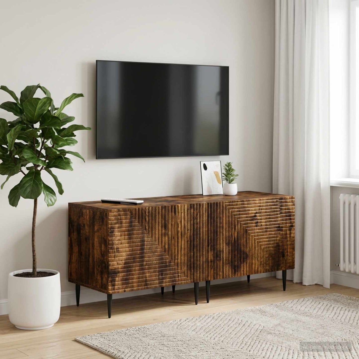 vidaXL TV Cabinet Smoked Oak Engineered Wood 1