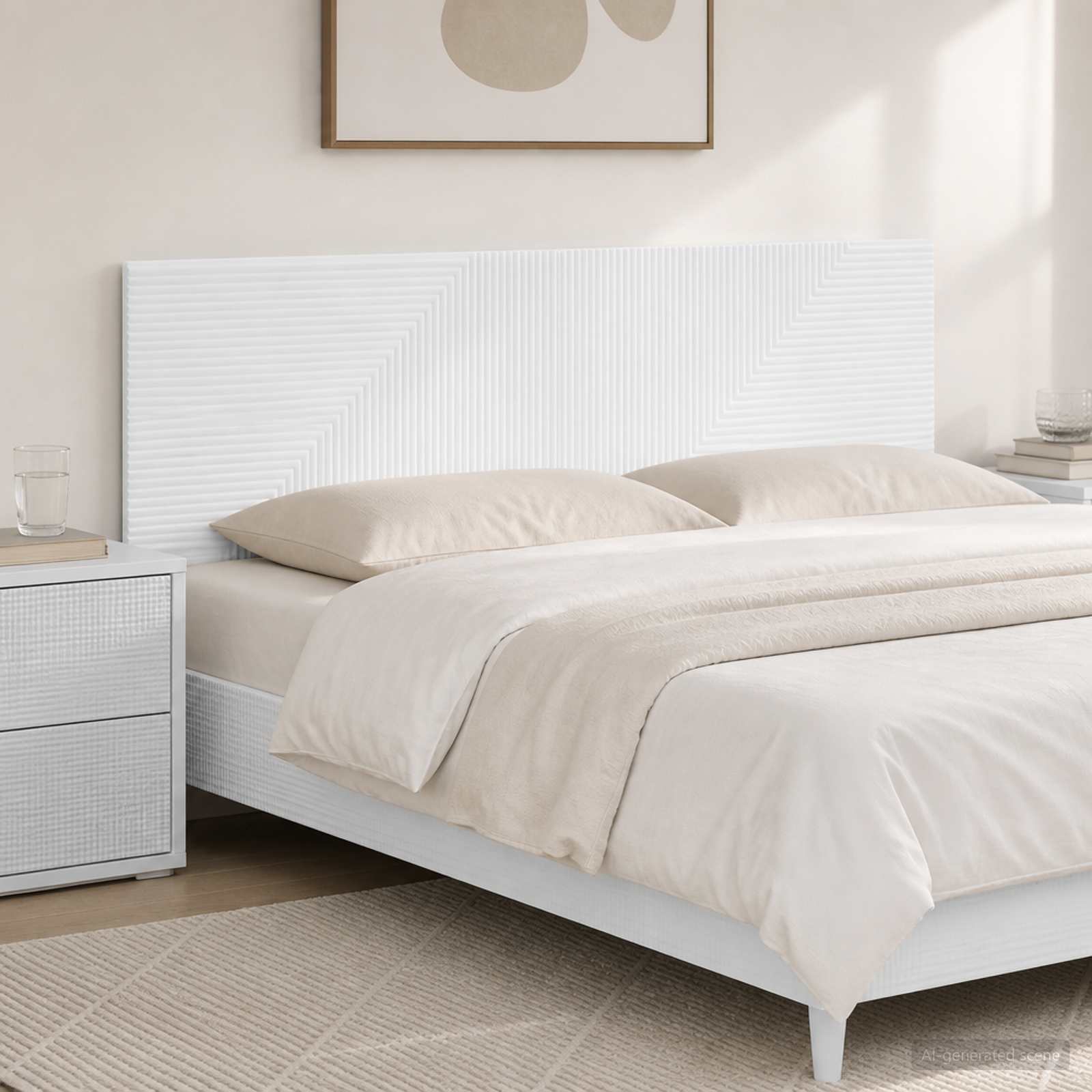 vidaXL Wall-Mounted Headboard HAARLEM White Engineered Wood 1