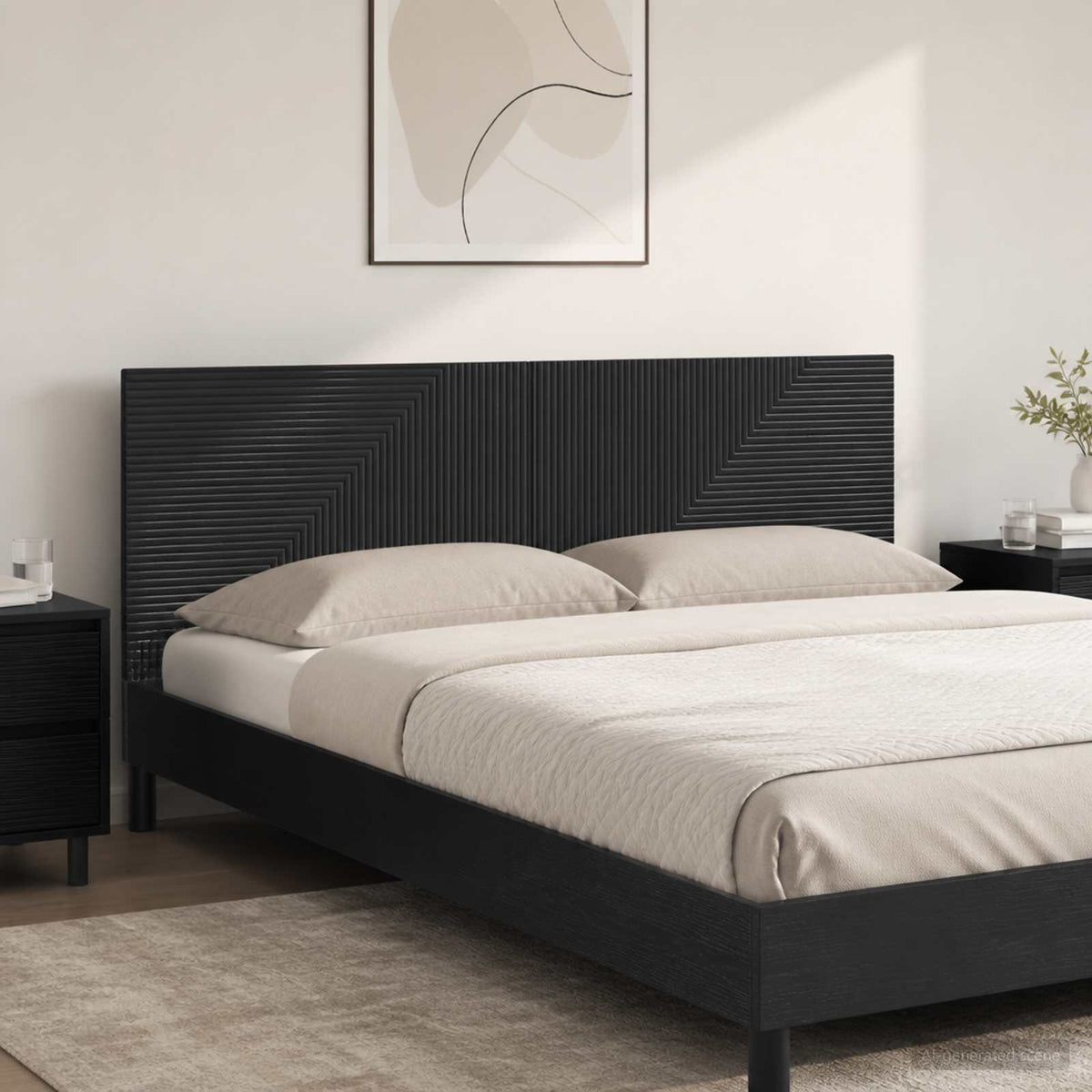 vidaXL Wall-Mounted Headboard HAARLEM Black Engineered Wood 1