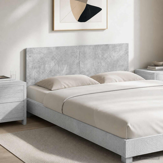 vidaXL Wall-Mounted Headboard HAARLEM Concrete Grey Engineered Wood in a bedroom setting