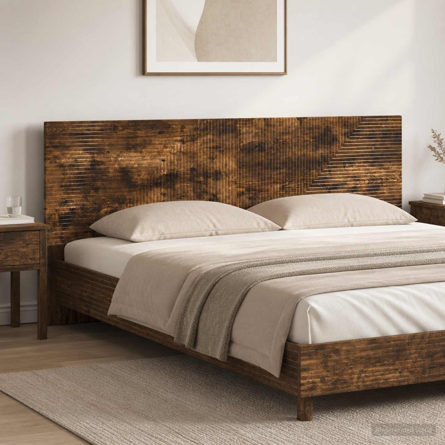 vidaXL Wall-Mounted Headboard HAARLEM Smoked Oak Engineered Wood 1