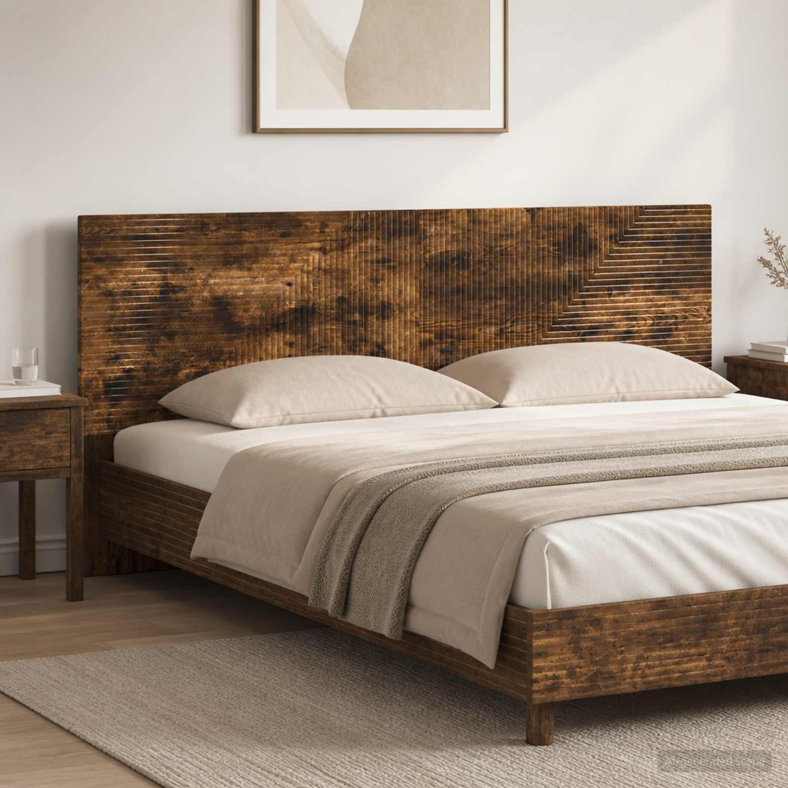 vidaXL Wall-Mounted Headboard HAARLEM Smoked Oak Engineered Wood 1