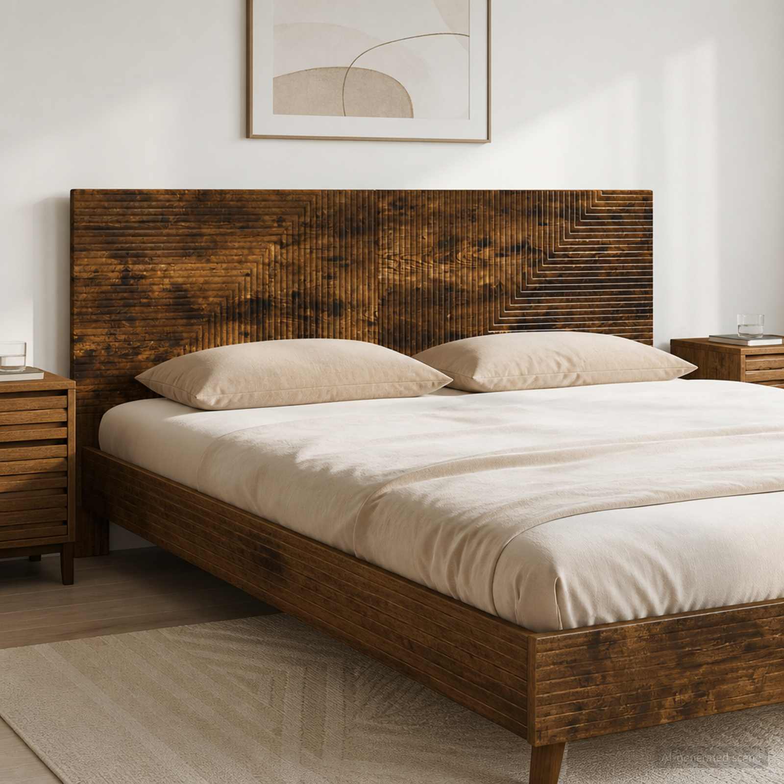 vidaXL Wall-Mounted Headboard HAARLEM Smoked Oak Engineered Wood 1