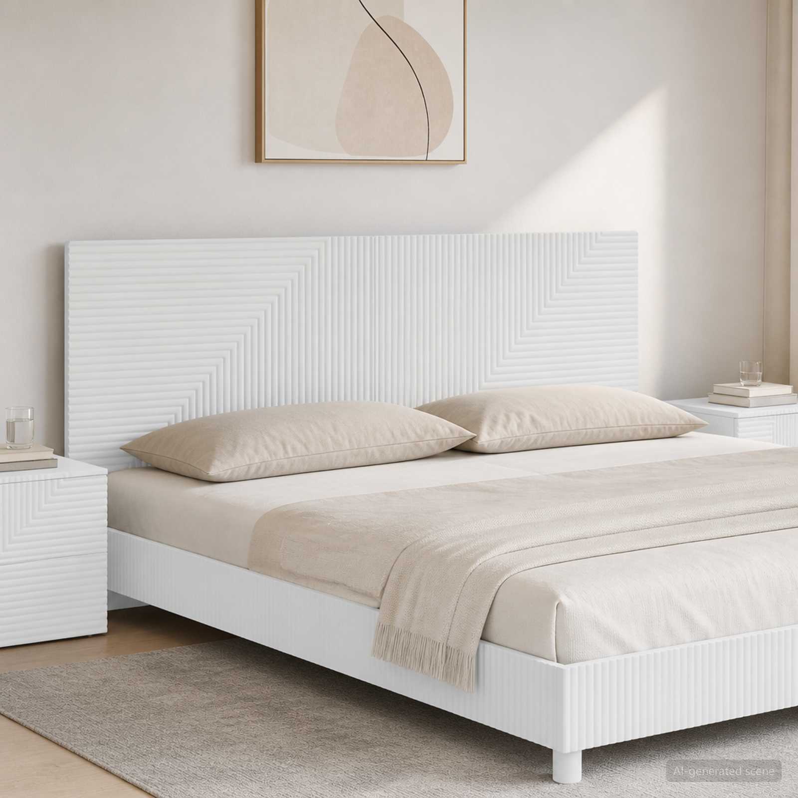vidaXL Wall-Mounted Headboard HAARLEM White Engineered Wood 1