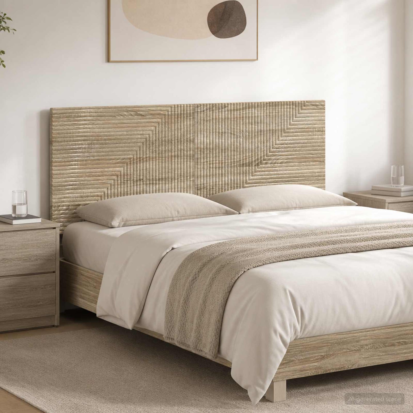 vidaXL Wall-Mounted Headboard HAARLEM Sonoma Oak Engineered Wood 1