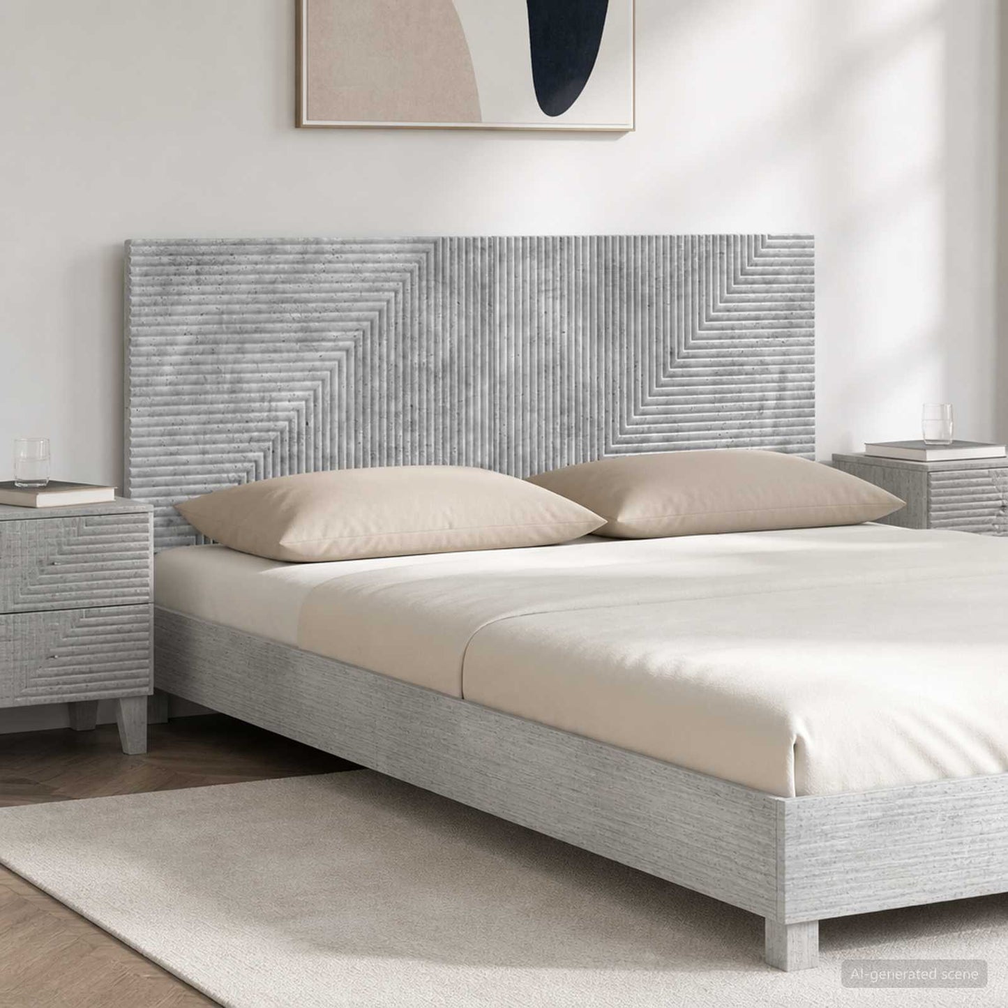 vidaXL Wall-Mounted Headboard HAARLEM Concrete Grey Engineered Wood 1