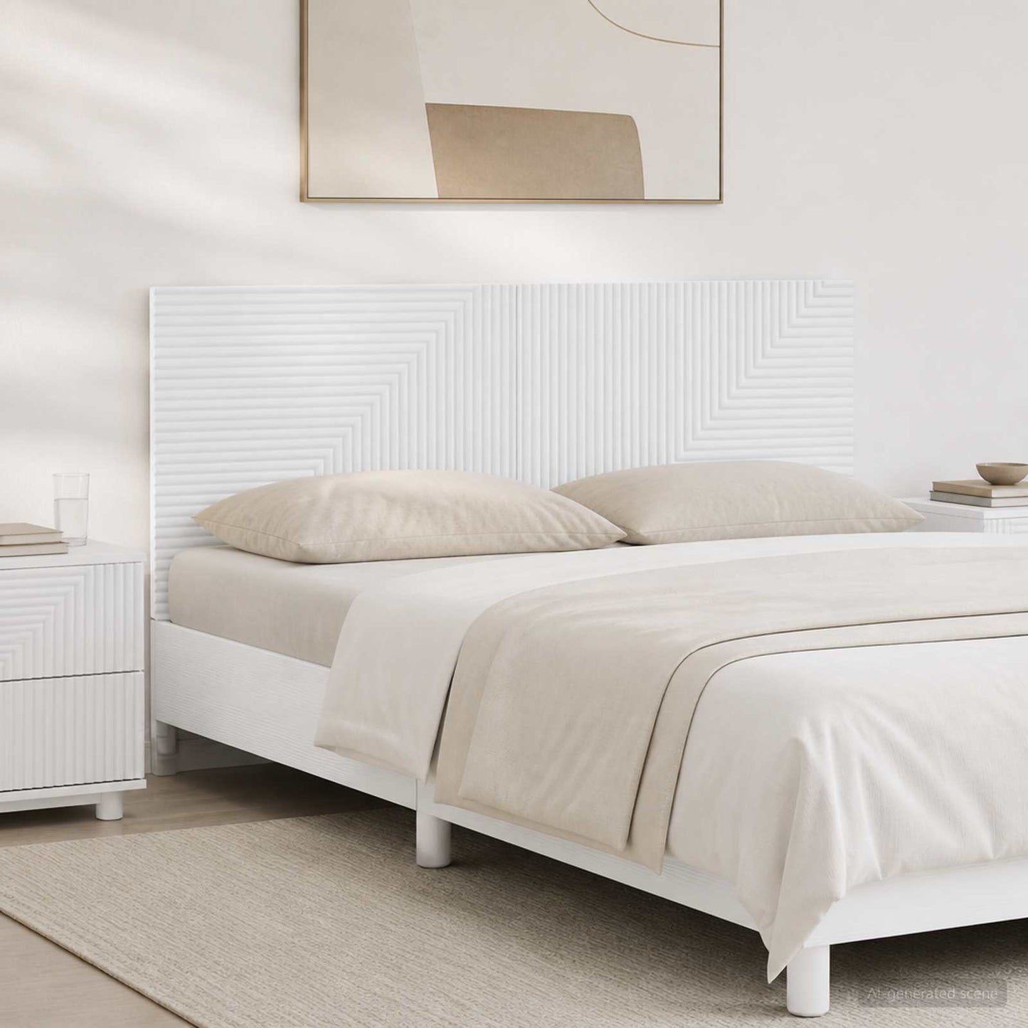 vidaXL Wall-Mounted Headboard HAARLEM White Engineered Wood 1