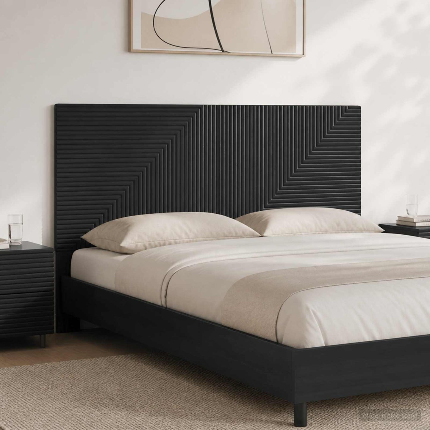 vidaXL Wall-Mounted Headboard HAARLEM Black Engineered Wood 1