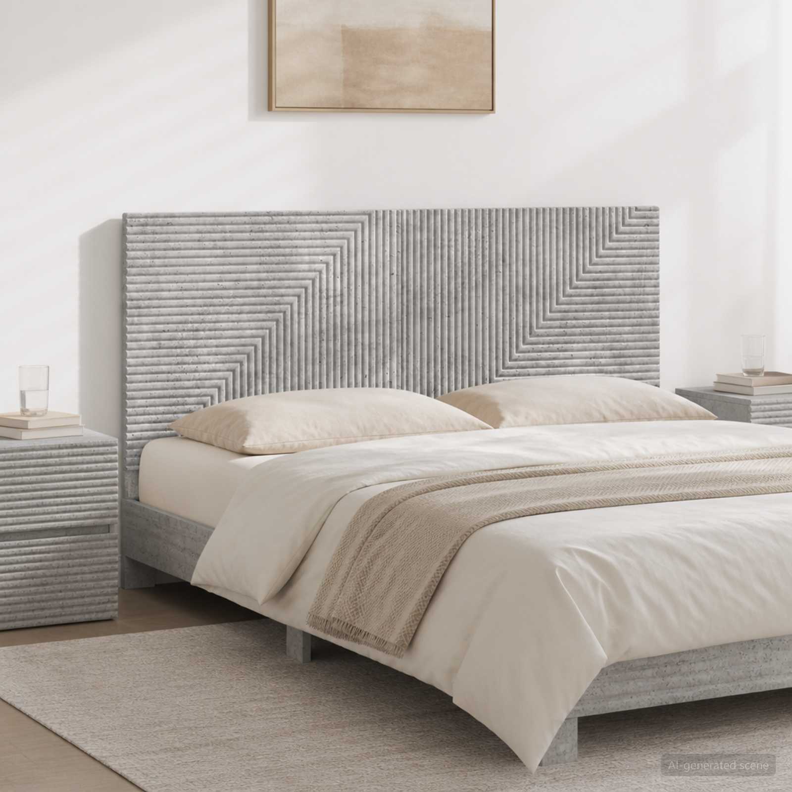 vidaXL Wall-Mounted Headboard HAARLEM Concrete Grey Engineered Wood 1
