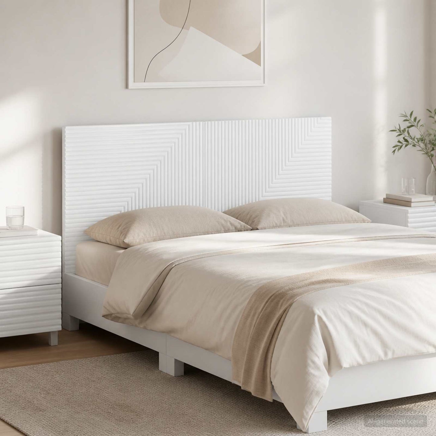 vidaXL Wall-Mounted Headboard HAARLEM High Gloss White Engineered Wood 1