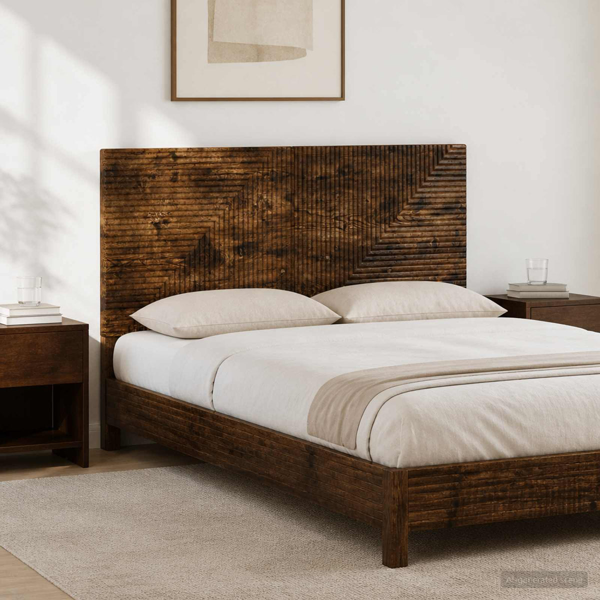 Wall-Mounted Headboard HAARLEM Engineered Wood Width 120 cm Smoked oak