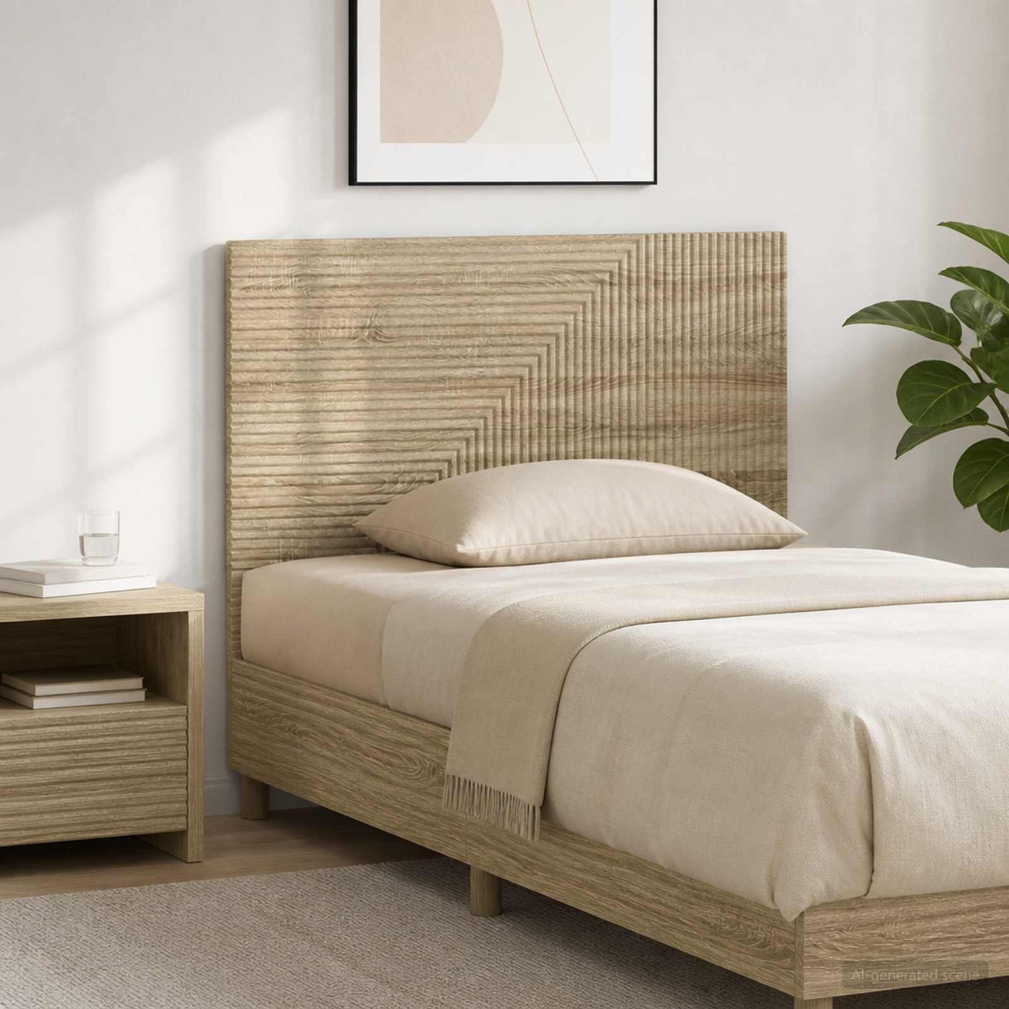 vidaXL Wall-Mounted Headboard HAARLEM Sonoma Oak Engineered Wood 1