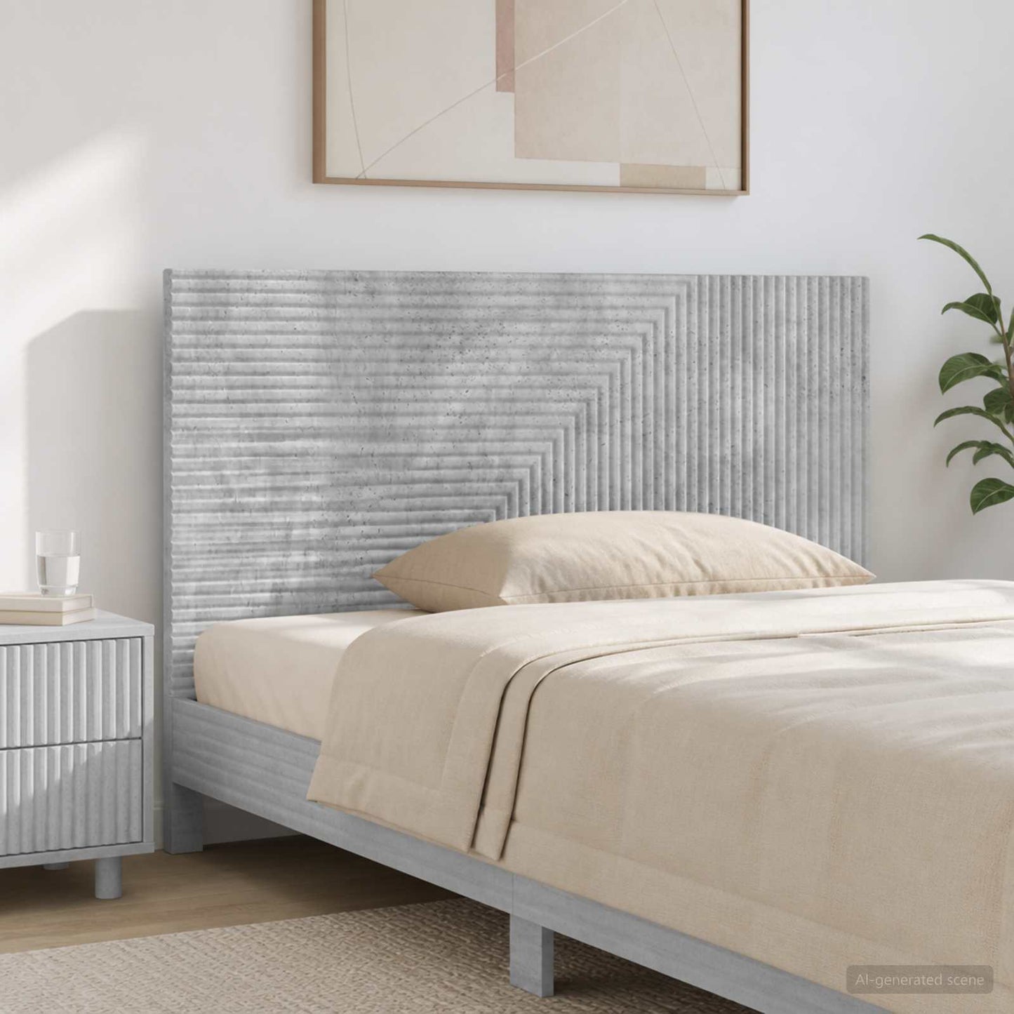 vidaXL Wall-Mounted Headboard HAARLEM Concrete Grey Engineered Wood 1