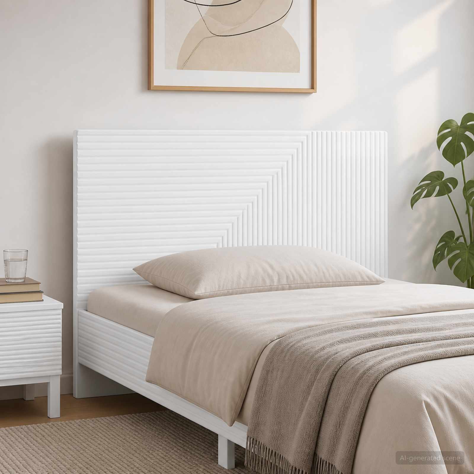vidaXL Wall-Mounted Headboard HAARLEM High Gloss White Engineered Wood 1