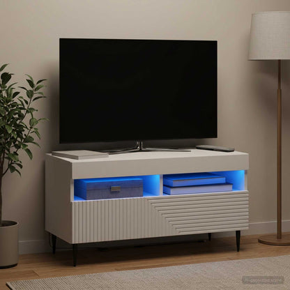 vidaXL LED TV Cabinet White Engineered Wood 4