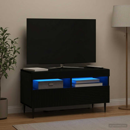 vidaXL LED TV Cabinet Black Engineered Wood 1