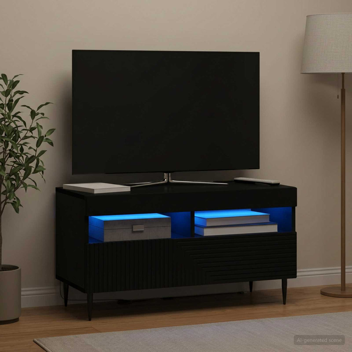LED TV Cabinet HAARLEM 81 x 35 x 43 cm Black