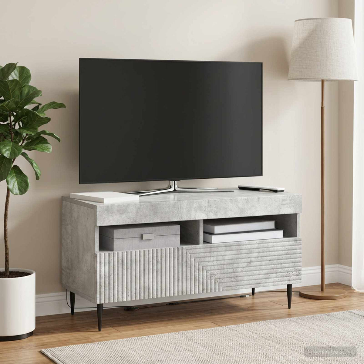 LED TV Cabinet HAARLEM 81 x 35 x 43 cm Concrete grey