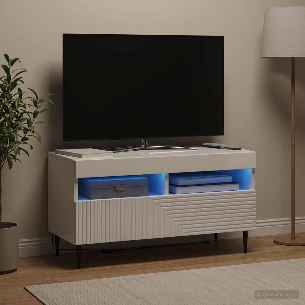 LED TV Cabinet HAARLEM 81 x 35 x 43 cm High gloss white