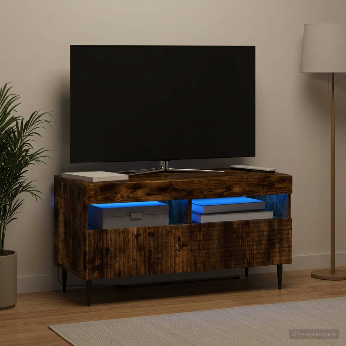 LED TV Cabinet HAARLEM 81 x 35 x 43 cm Smoked oak