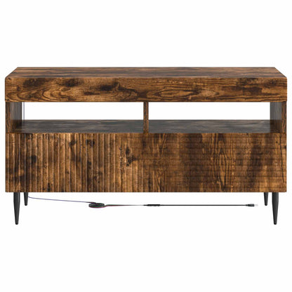 vidaXL LED TV Cabinet Smoked Oak Engineered Wood 6