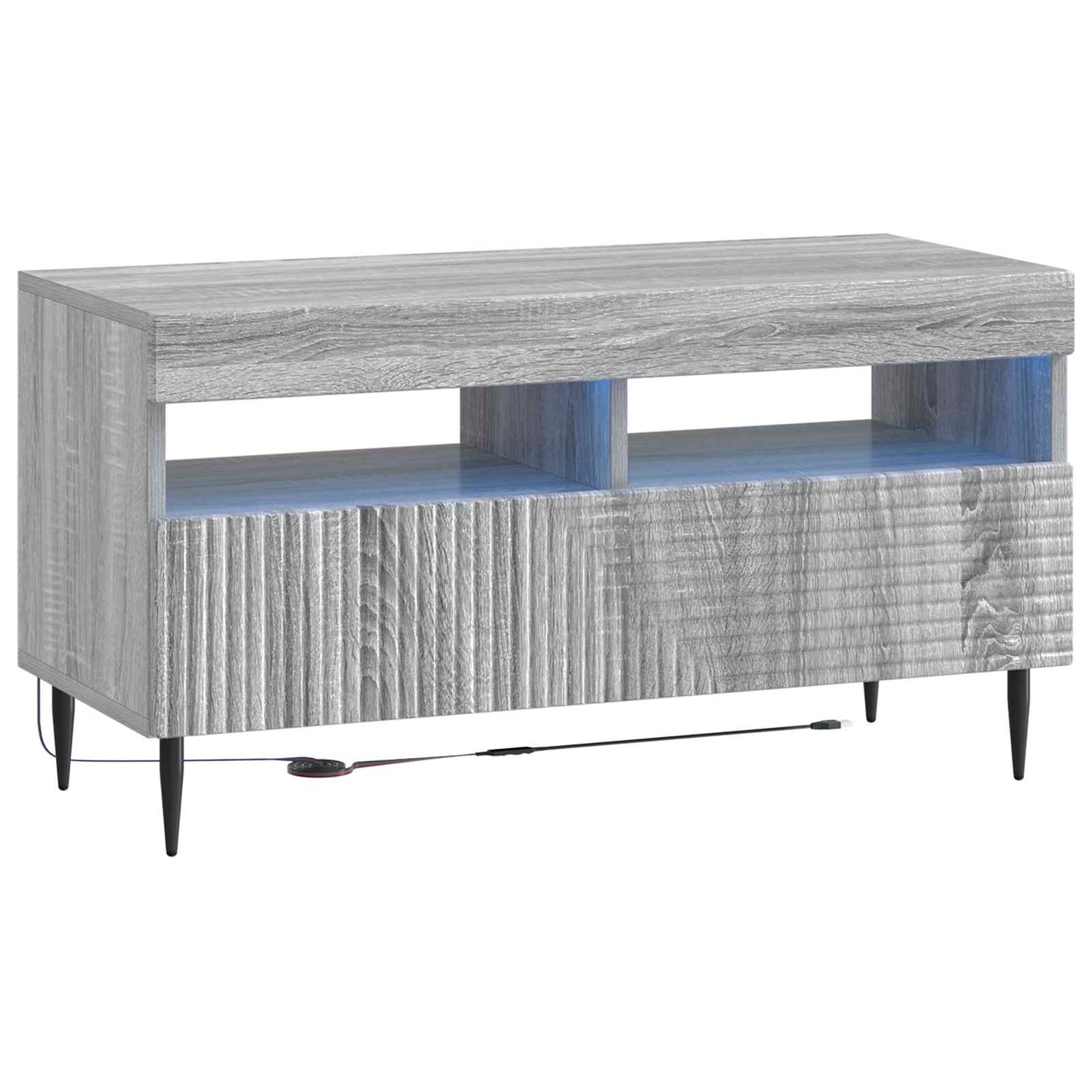 vidaXL LED TV Cabinet Grey Sonoma Engineered Wood 2