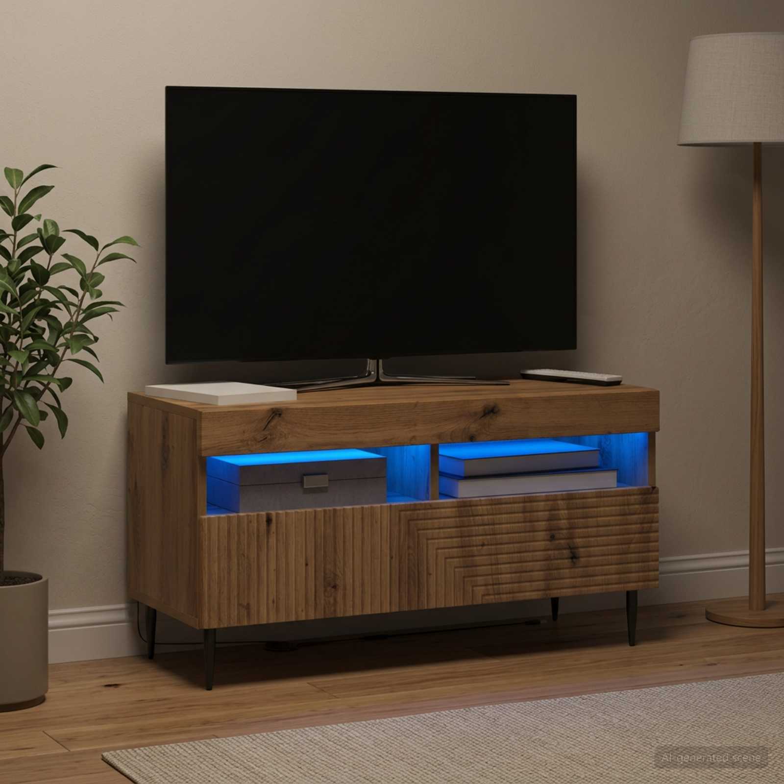 vidaXL LED TV Cabinet Artisan Oak Engineered Wood 1