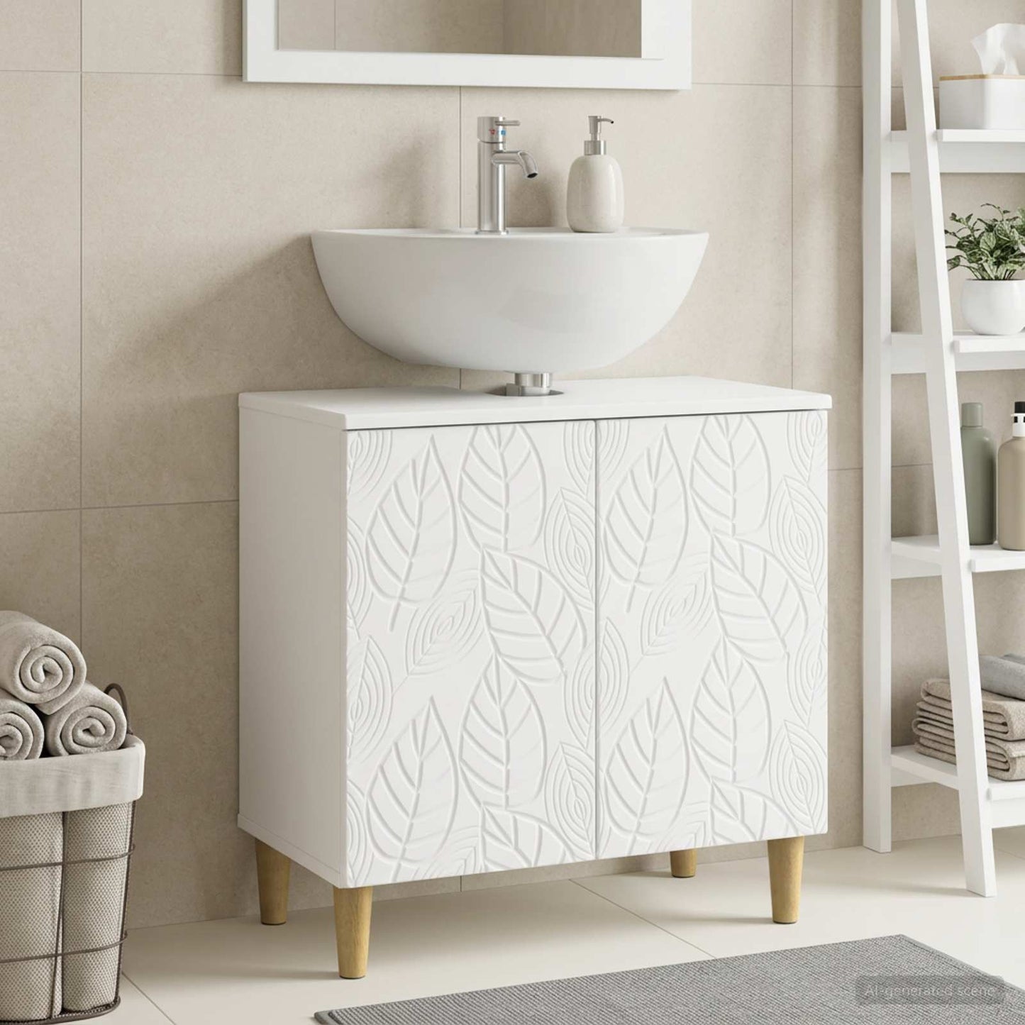 vidaXL Bathroom Sink Cabinet DELFT White 59.5 x 31.5x 59 cm 1
