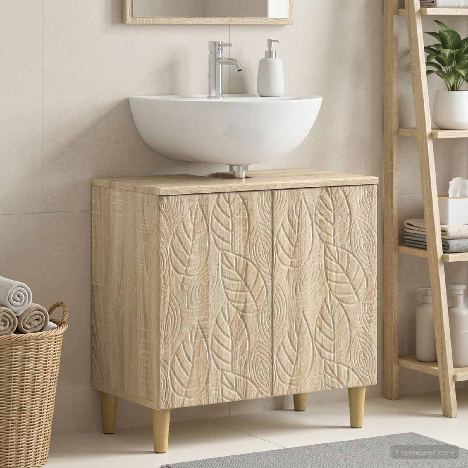 vidaXL Bathroom Sink Cabinet DELFT Sonoma Oak 59.5 x 31.5x 59 cm 1