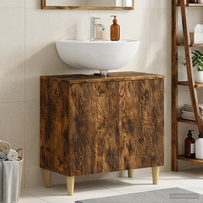 vidaXL Bathroom Sink Cabinet DELFT Smoked Oak 59.5 x 31.5x 59 cm 1