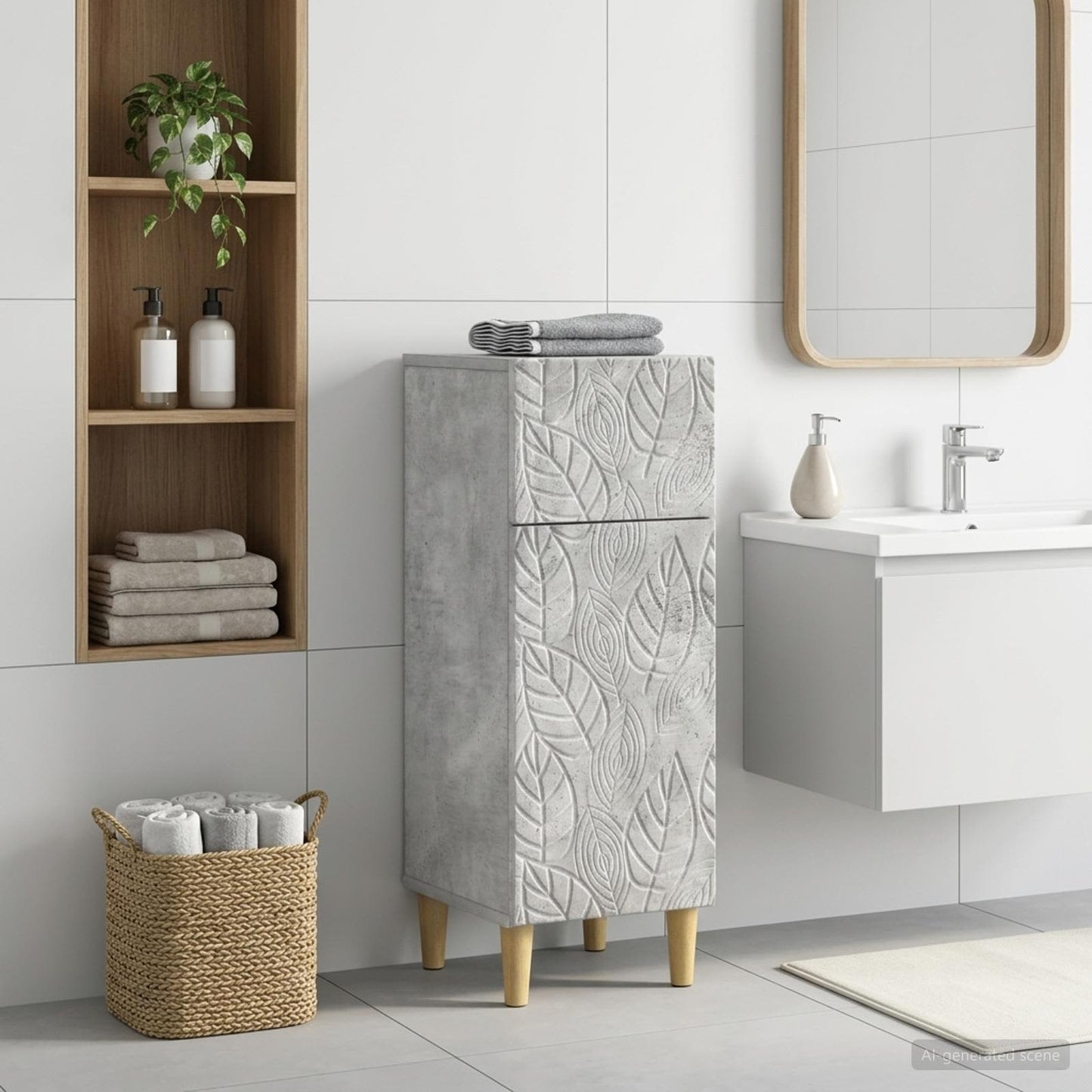 vidaXL Bathroom Storage Cainet DELFT Concrete Grey 30 x 31 x 80 cm 1