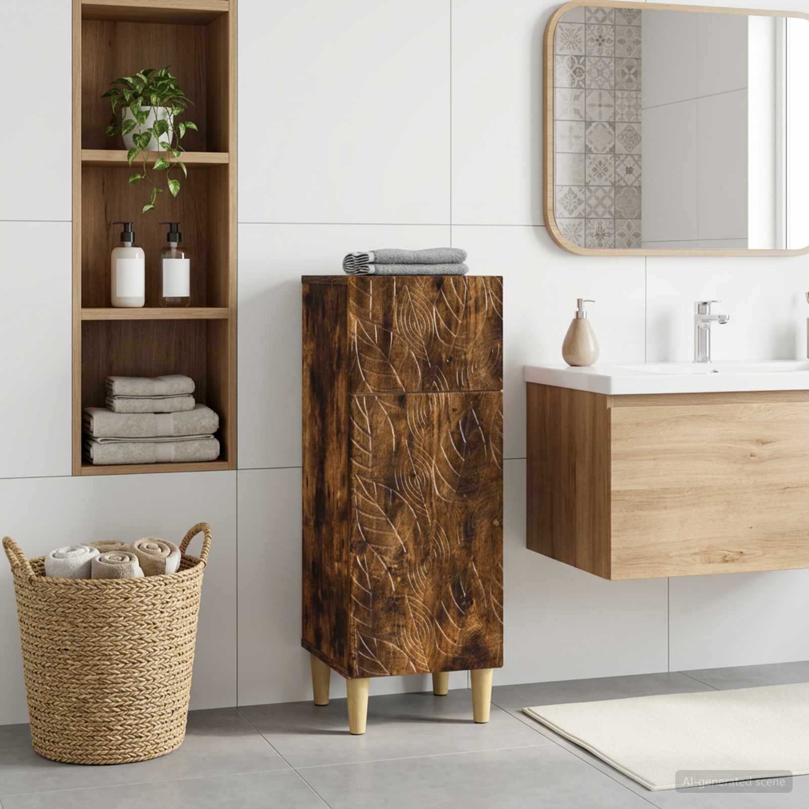 vidaXL Bathroom Storage Cainet DELFT Smoked Oak 30 x 31 x 80 cm 1