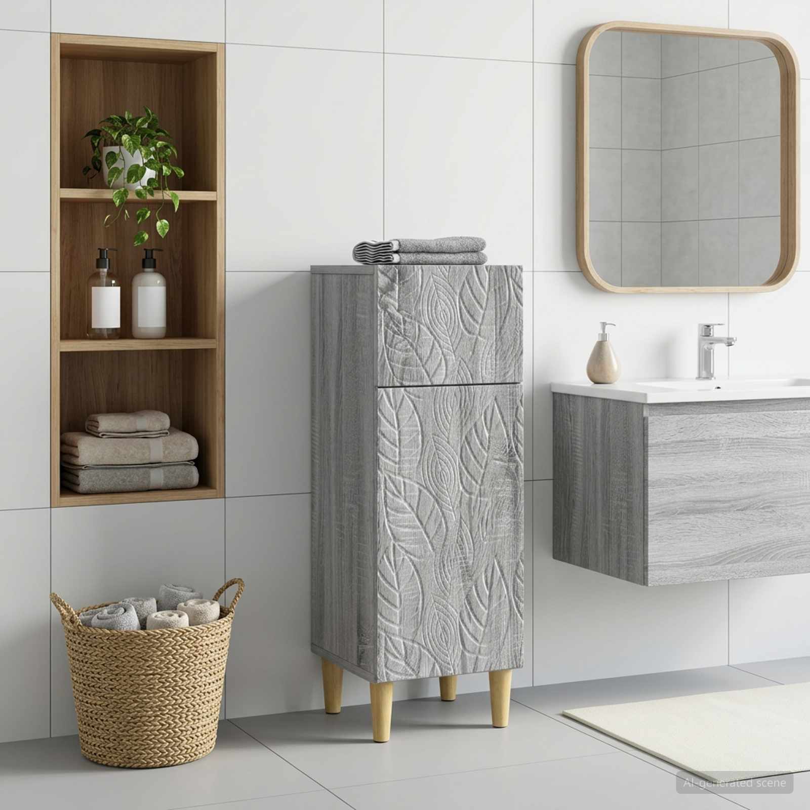 vidaXL Bathroom Storage Cainet DELFT Grey Sonoma 30 x 31 x 80 cm 1