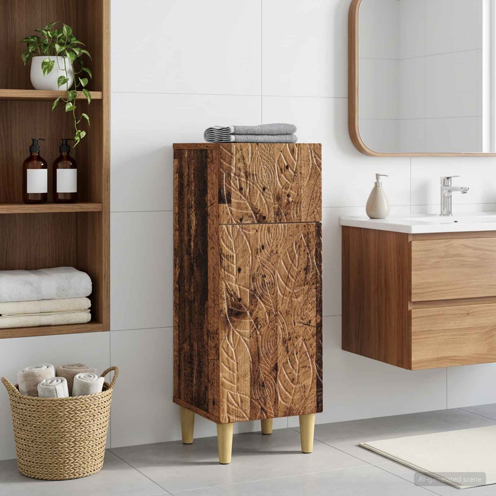 vidaXL Bathroom Storage Cainet DELFT Old Wood 30 x 31 x 80 cm 1