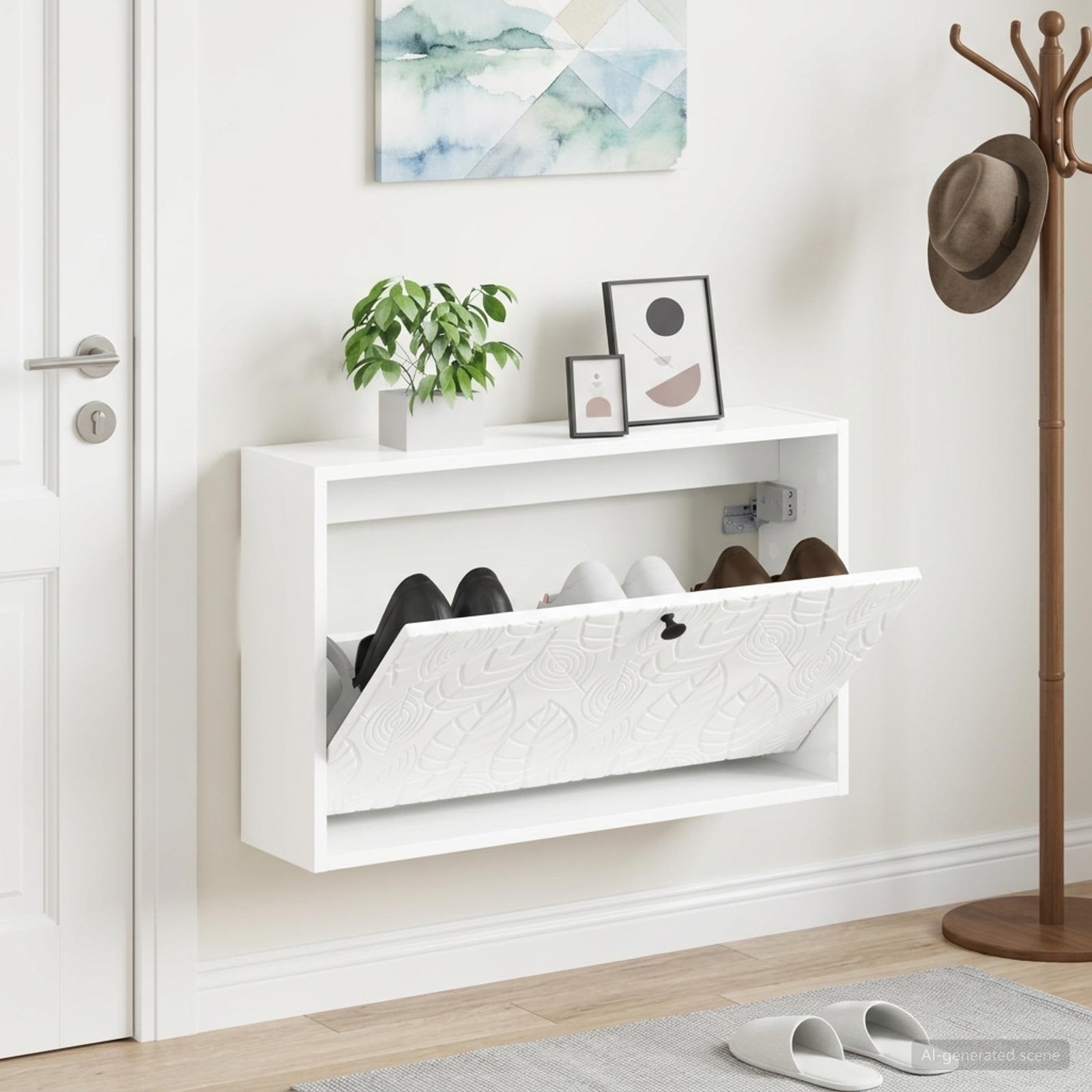 vidaXL Wall-Mounted Shoe Cabinet DELFT 71 x 17 x 43 cm Engineered Wood 1