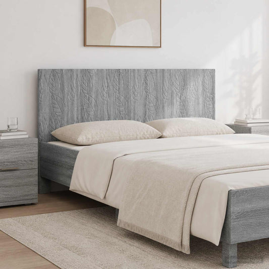 vidaXL Wall-Mounted Headboard DELFT Grey Sonoma Engineered Wood mounted above a bed in a bedroom