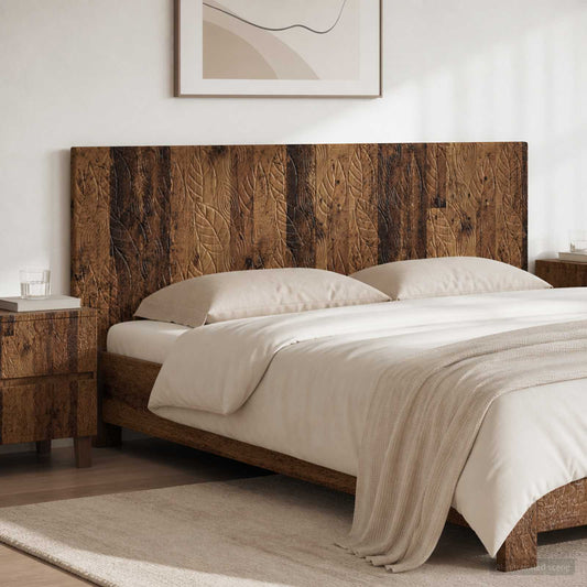 vidaXL Wall-Mounted Headboard DELFT Old Wood Engineered Wood mounted above a bed in a bedroom